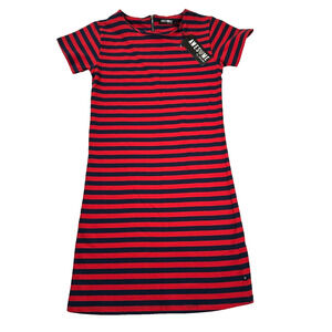Someone Kids 164/14 Midi Dress Red Navy Blue Stripe Short Sleeve T-Shirt New